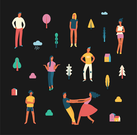 Young People Pattern  Illustration