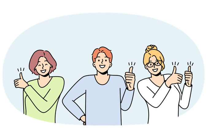 Young people show thumbs up  Illustration