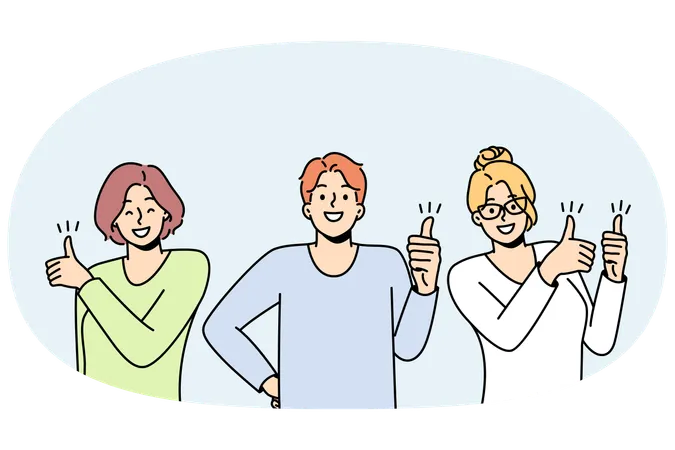 Young people show thumbs up  Illustration