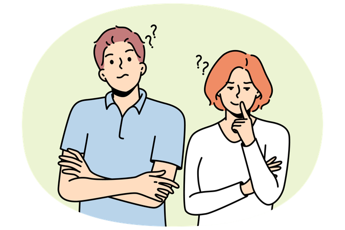 Young people stand side by side in disbelief  Illustration