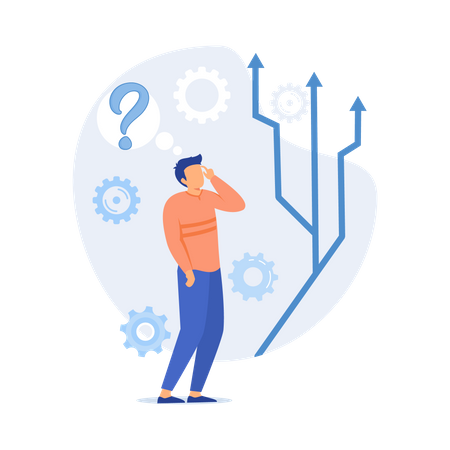Young people thinking for right decision  Illustration