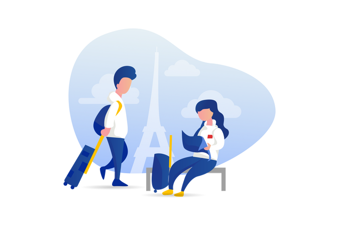 Young people traveling  イラスト