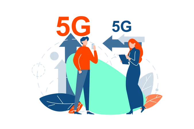 Young people use 5g network  Illustration