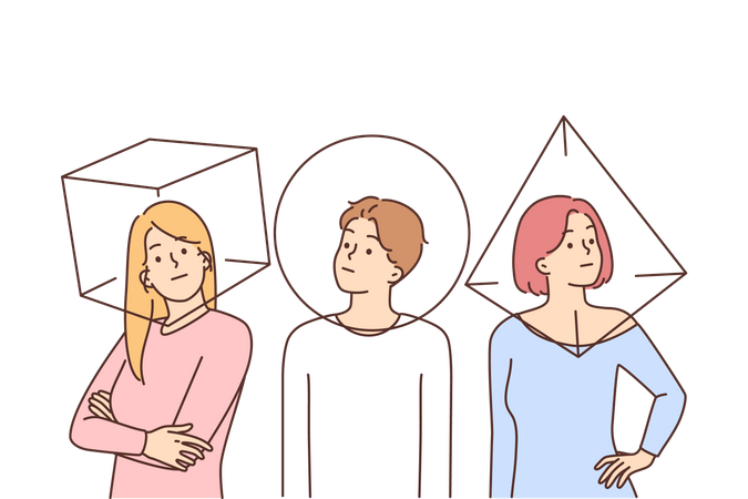 Young people wearing geometric shape  Illustration