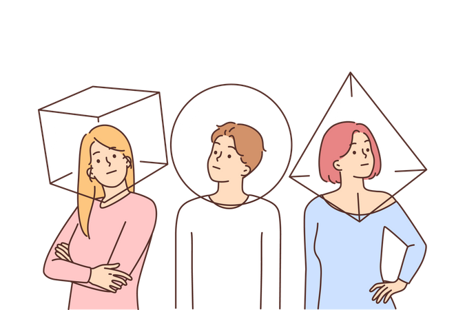 Young people wearing geometric shape  Illustration