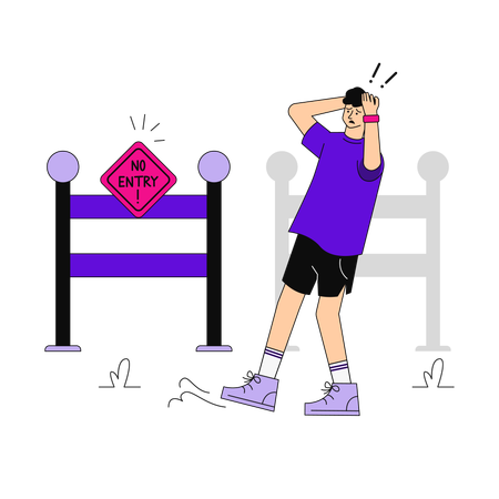 Young Person Reacting to No Entry Sign  Illustration