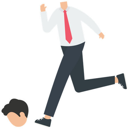 Young person who kicks his head out  Illustration