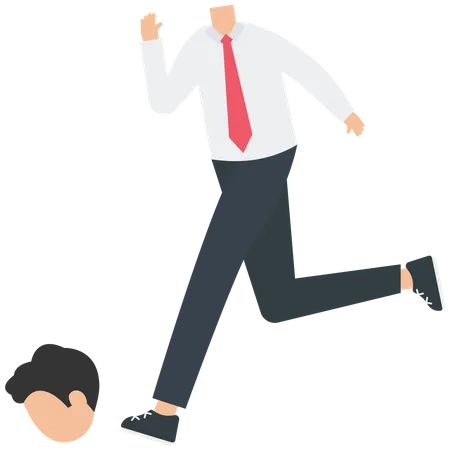 Young person who kicks his head out  Illustration