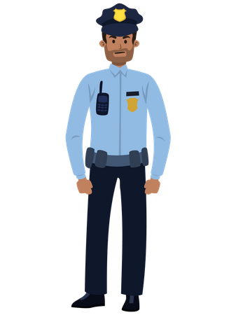Young policeman in uniform wearing hat Illustration