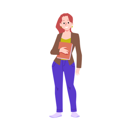 Young pretty lady holding book  Illustration