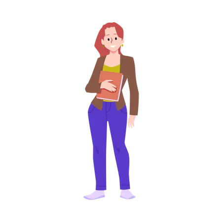 Young pretty lady holding book  Illustration