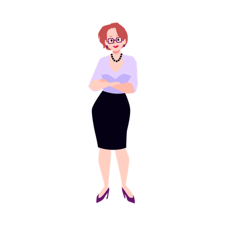 Young pretty lady with brown hair in an elegant dress  Illustration