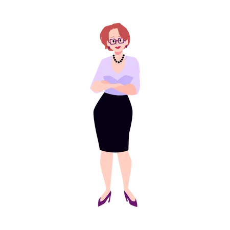 Young pretty lady with brown hair in an elegant dress  Illustration