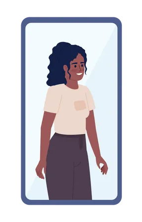 Young pretty woman on smartphone screen  Illustration