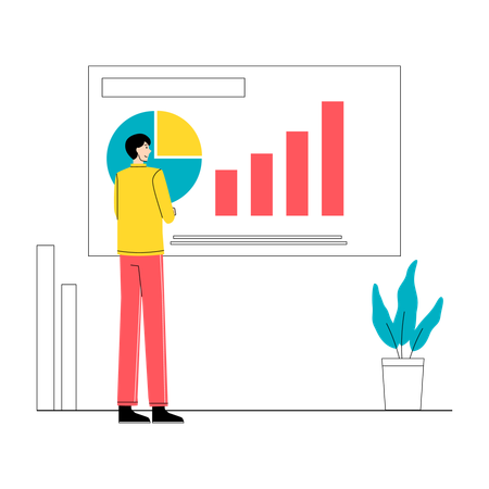 Young professional analyzing finance charts  Illustration