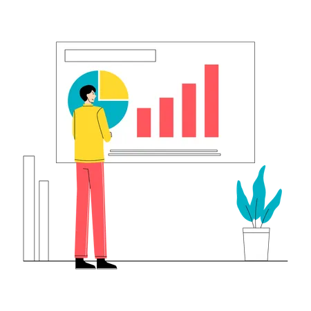 Young professional analyzing finance charts  Illustration