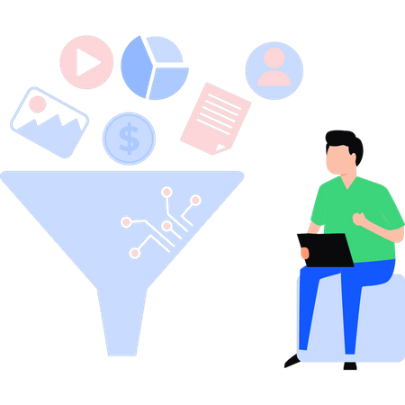 Young professional is filtering the data  Illustration