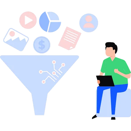 Young professional is filtering the data  Illustration