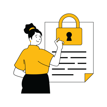 Young professional showing document security  Illustration