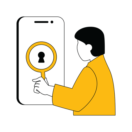 Young professional showing mobile authentication  Illustration