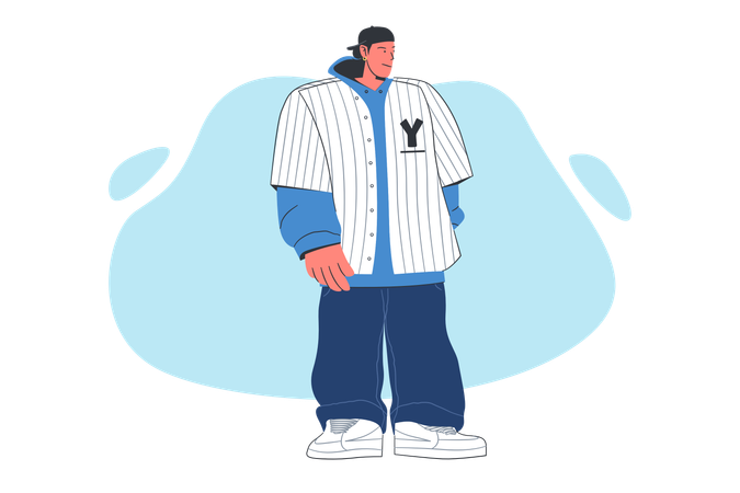 Young rapper Standing tall looking with a smile  Illustration