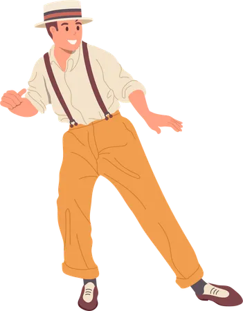 Young retro gentleman dancing  Illustration