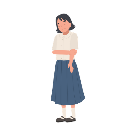 Young school girl with sad face  Illustration