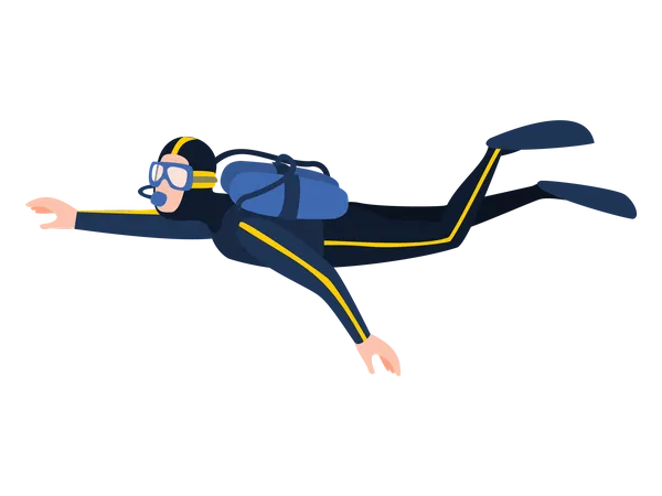 Young diver man in swimming suit Illustration
