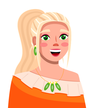 Young smiling blond hair girl with trendy makeup  Illustration
