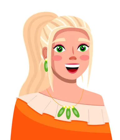 Young smiling blond hair girl with trendy makeup  イラスト