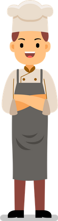 Young Smiling Chef standing with folded hands  Illustration