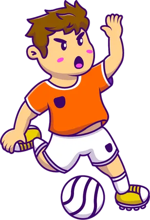 若いサッカーボール選手キックフットボール  イラスト