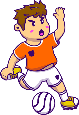 Young Soccer Ball Player Kick Football  Illustration