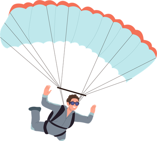 Young sportsman enjoying skydiving extreme sports hobby  Illustration