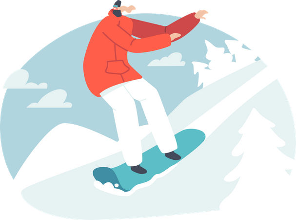 Young Sportswoman Dressed in Winter Clothes and Goggles  Illustration