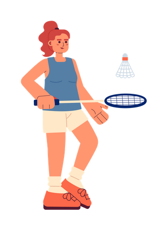Young sportswoman playing badminton  Illustration