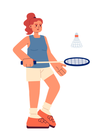 Young sportswoman playing badminton  Illustration