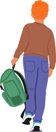 Young Student Boy Carrying Backpack  イラスト