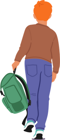 Young Student Boy Carrying Backpack  Illustration