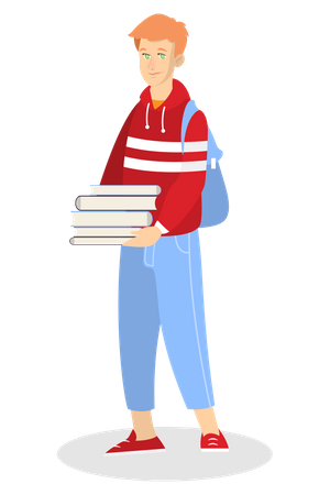 Young student holding books Illustration