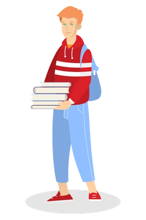 Young student holding books Illustration