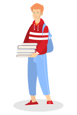 Young student holding books  Illustration