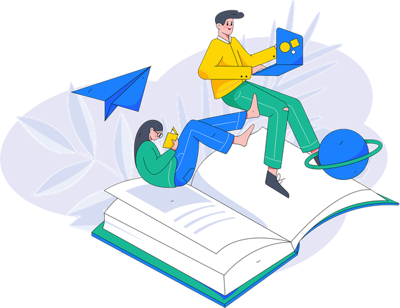 Young students preparing for exams in park  Illustration