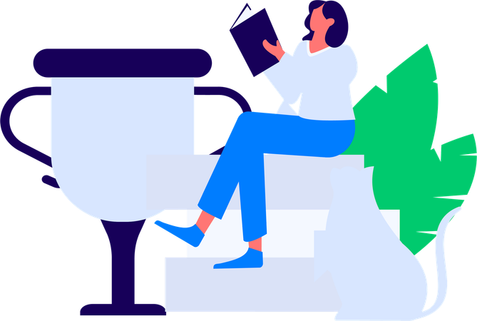 Young students reading book  Illustration