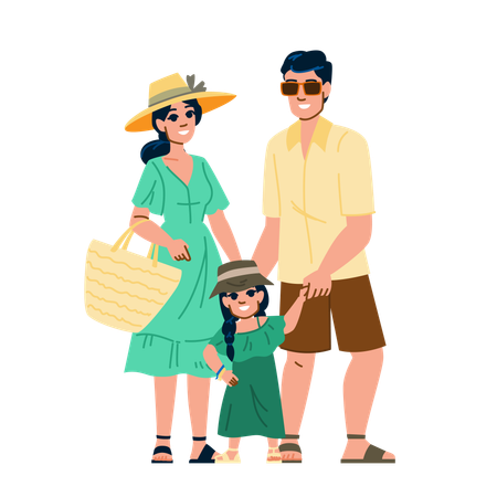 Young summer family fashion  Illustration