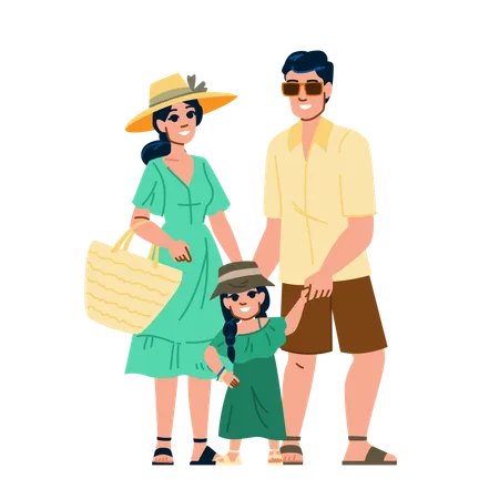 Young summer family fashion  Illustration
