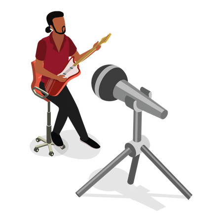 Young talented singer singing song in his concert  Illustration