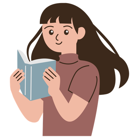 Young teenage girl reading a book  Illustration