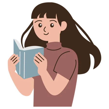 Young teenage girl reading a book  Illustration