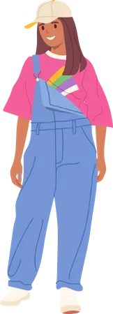Young teenager girl wearing casual 90s clothing  Illustration